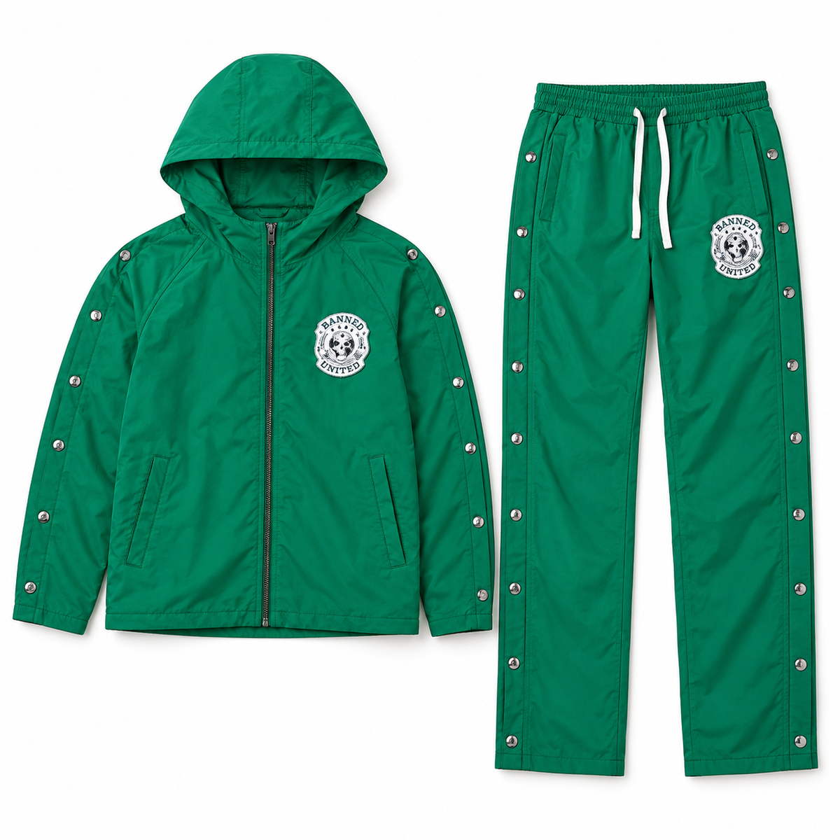 SAINT VANITY NYLON HOODED TRACK SET - Green - Positive Vibes