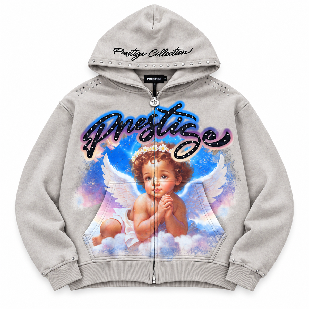 PRESTIGE COLLECTION AG ANGEL HOODIE BLUE MEN - CREAM/BLUE